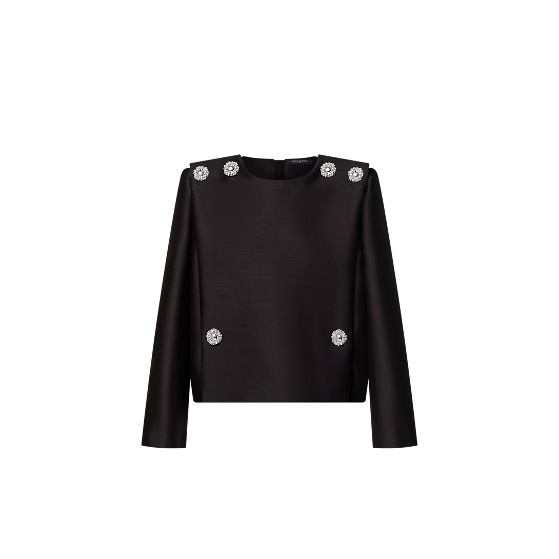 Jewel Button Mikado Blouse