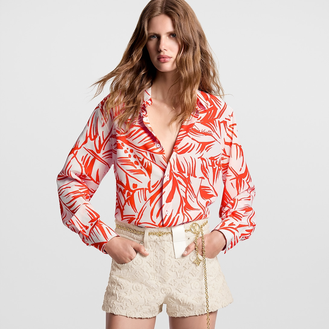 Palm Print Silk Shirt