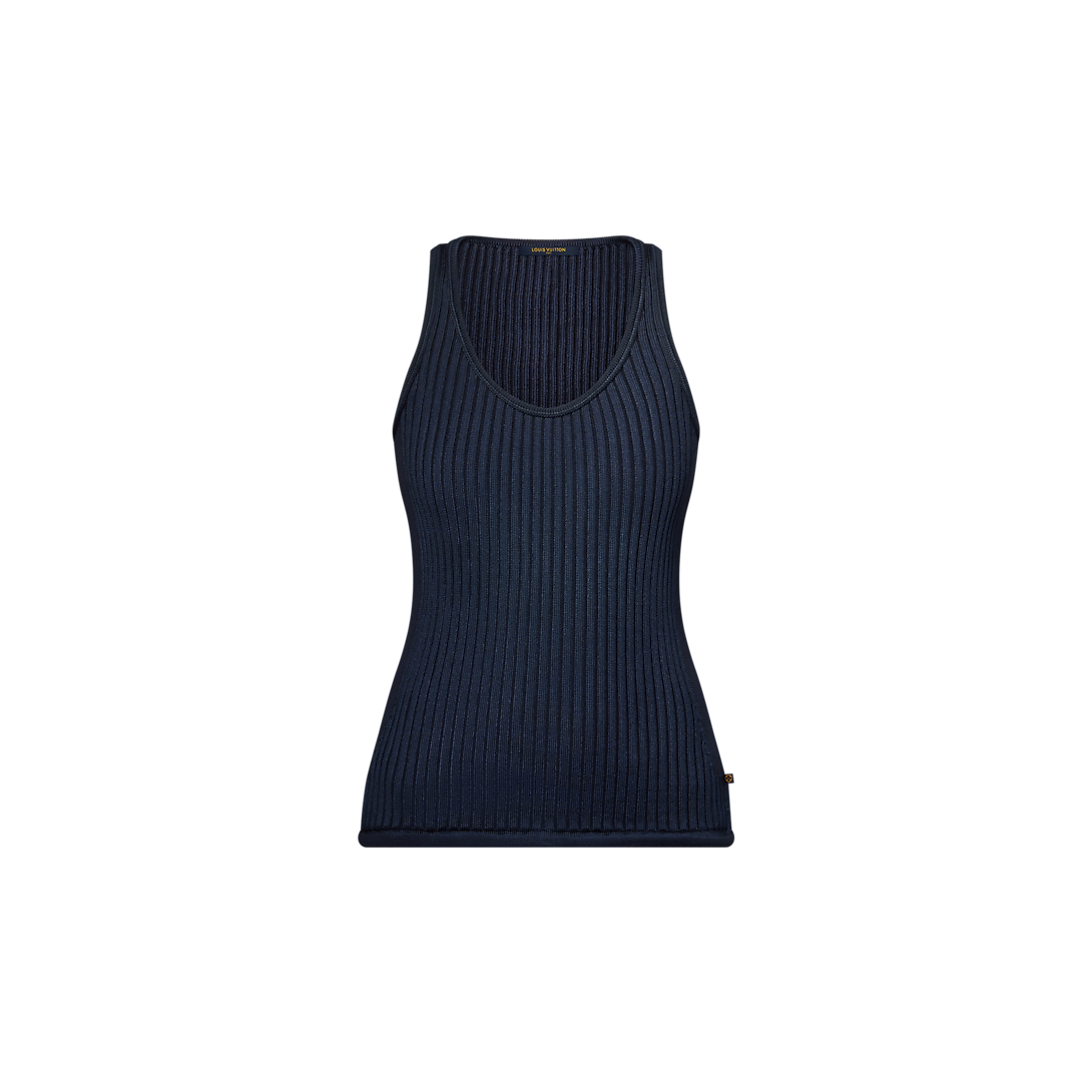 Rolled Hem Rib-Knit Tank Top