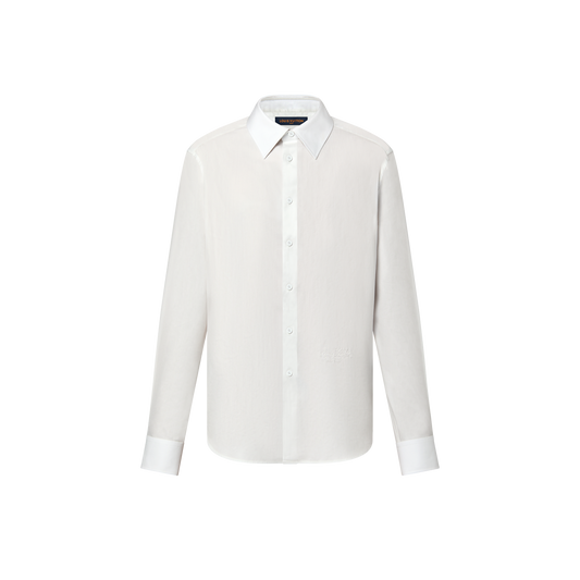 Embroidered Long-Sleeved Cotton Blend Shirt