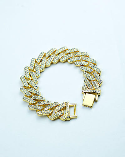 Gold Renk Taşlı Chain Bileklik