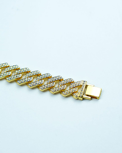 Gold Renk Taşlı Chain Bileklik